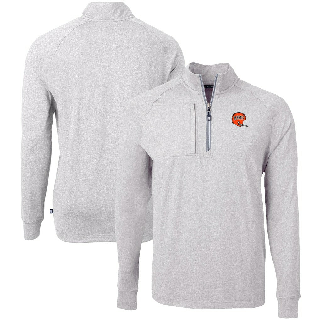 Cincinnati Bengals Cutter & Buck Big & Tall Adapt Eco Raglan Quarter-Zip Jacket - Heather Gray - NFL