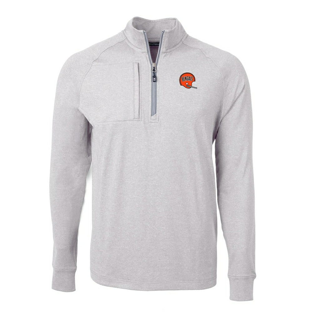 Cincinnati Bengals Cutter & Buck Big & Tall Adapt Eco Raglan Quarter-Zip Jacket - Heather Gray - NFL