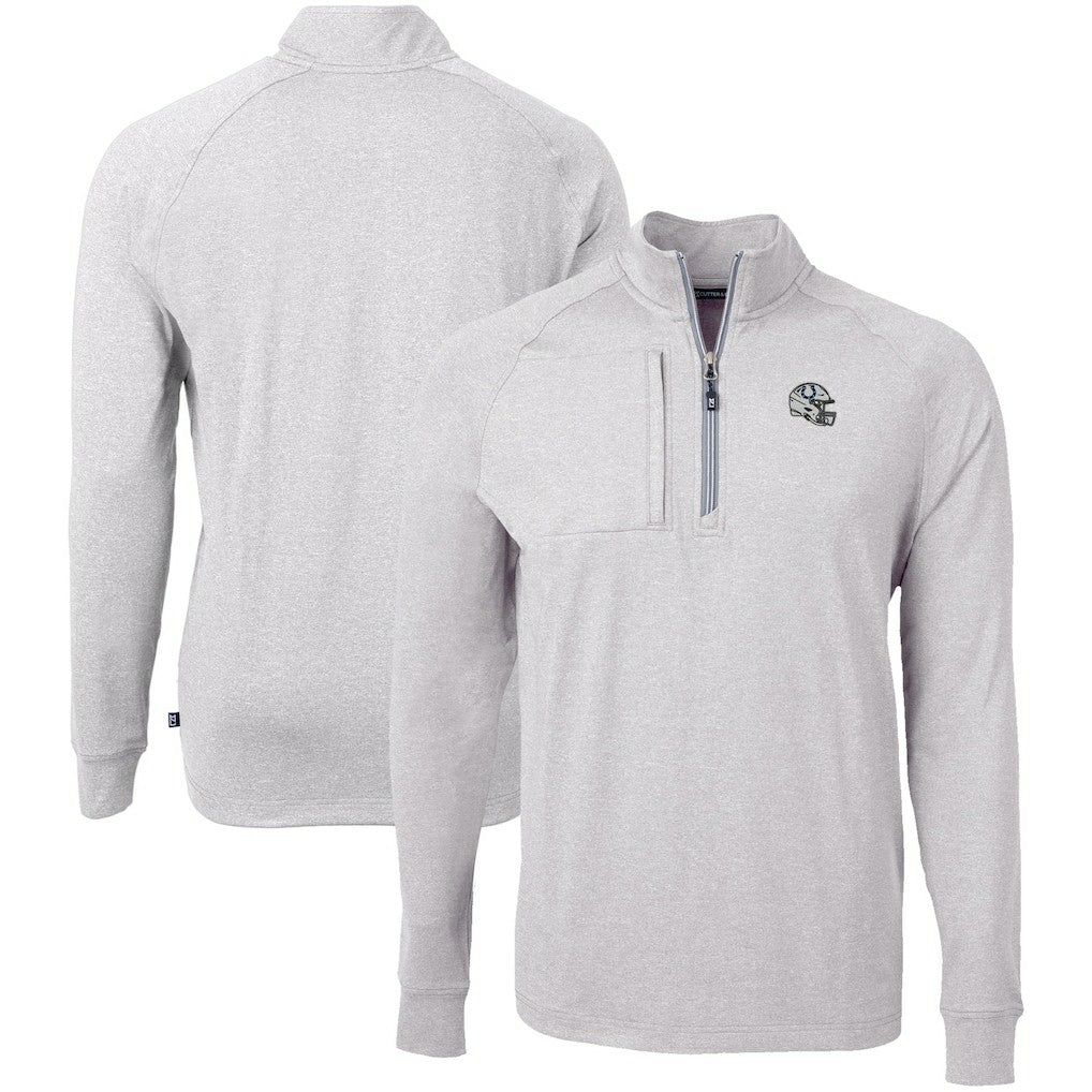 Indianapolis Colts Cutter & Buck Big & Tall Adapt Eco Raglan Quarter-Zip Jacket - Heather Gray - NFL