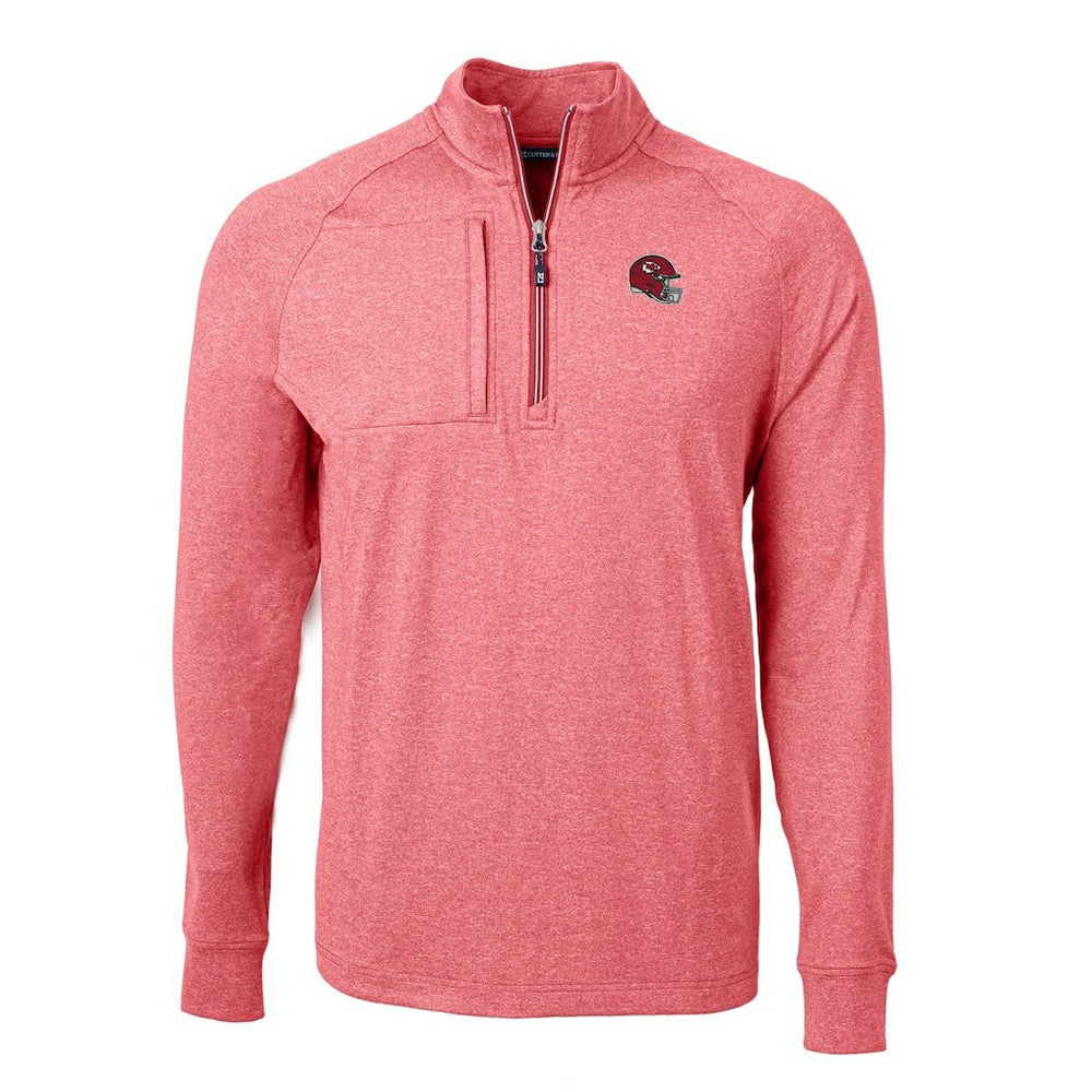 Kansas City Chiefs Cutter & Buck Big & Tall Adapt Eco Raglan Quarter-Zip Jacket - Heather Red - NFL