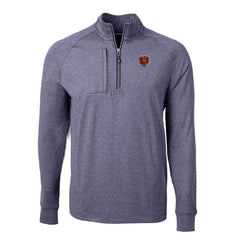 Chicago Bears Cutter & Buck Big & Tall Adapt Eco Raglan Quarter-Zip Jacket - Heather Navy - NFL