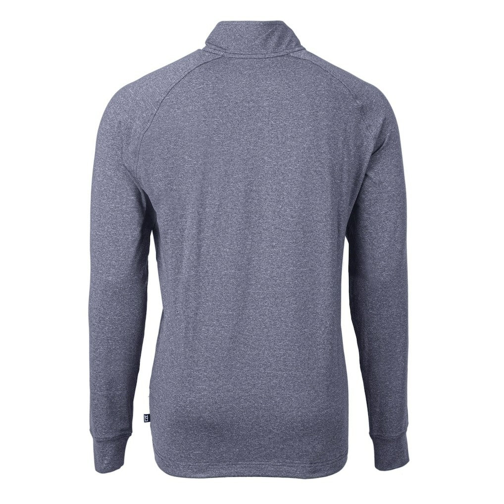 Chicago Bears Cutter & Buck Big & Tall Adapt Eco Raglan Quarter-Zip Jacket - Heather Navy - NFL
