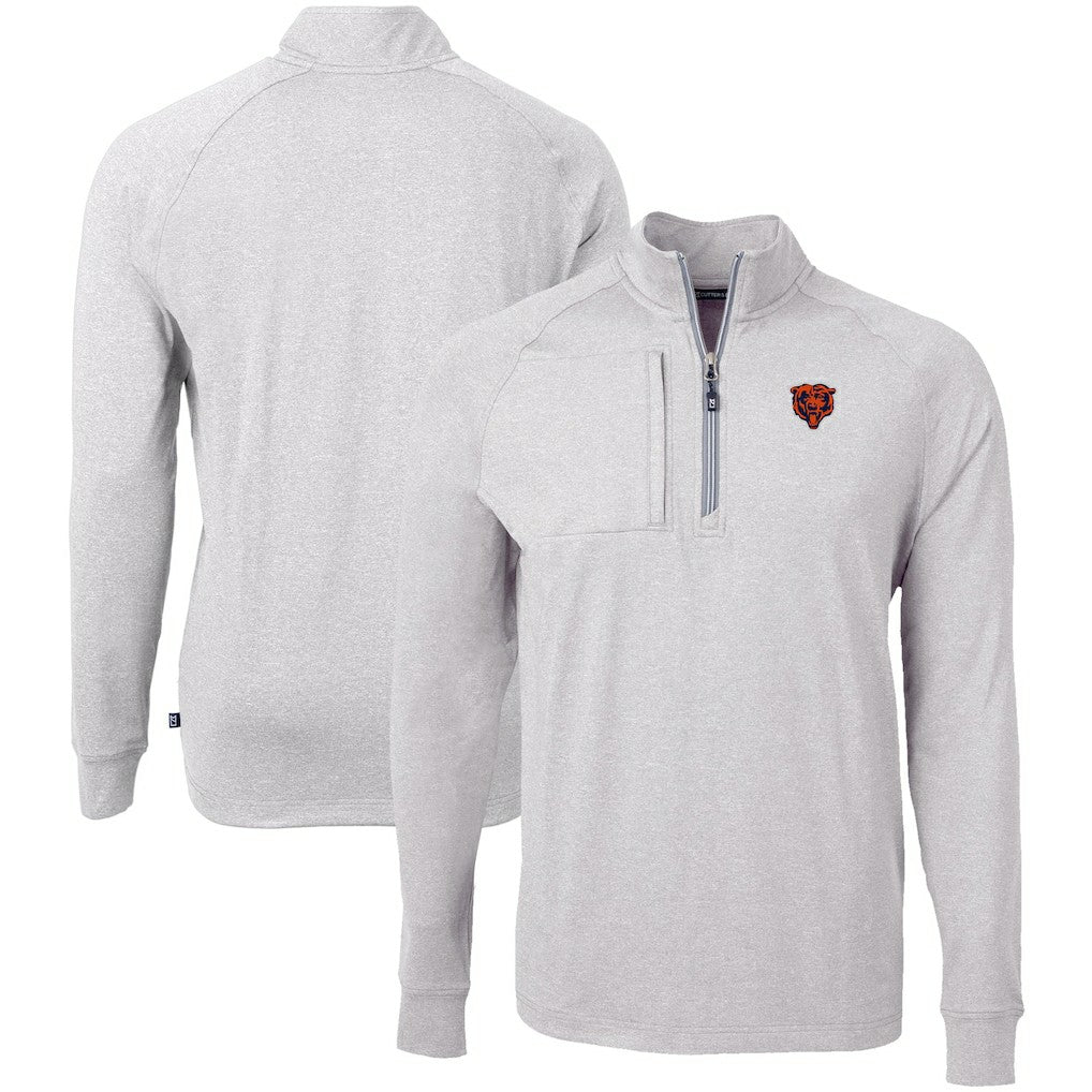 Chicago Bears Cutter & Buck Big & Tall Adapt Eco Raglan Quarter-Zip Jacket - Heather Gray - NFL
