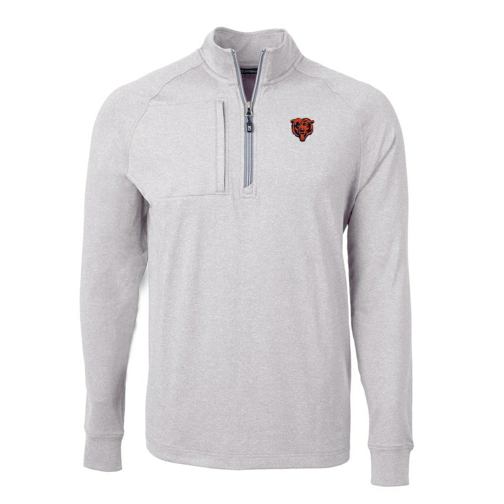 Chicago Bears Cutter & Buck Big & Tall Adapt Eco Raglan Quarter-Zip Jacket - Heather Gray - NFL