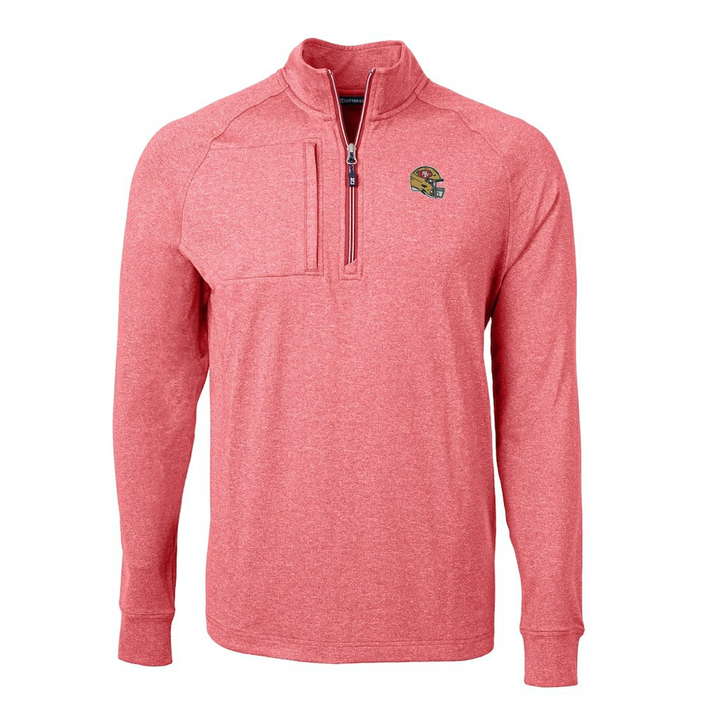 San Francisco 49ers Cutter & Buck Big & Tall Adapt Eco Raglan Quarter-Zip Jacket - Heather Scarlet - NFL