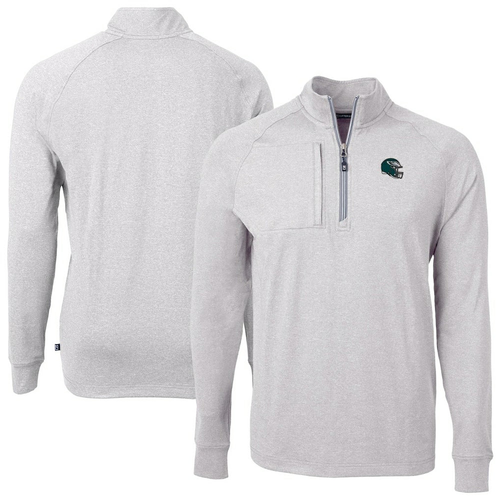 Philadelphia Eagles Cutter & Buck Big & Tall Adapt Eco Raglan Quarter-Zip Jacket - Heather Gray - NFL
