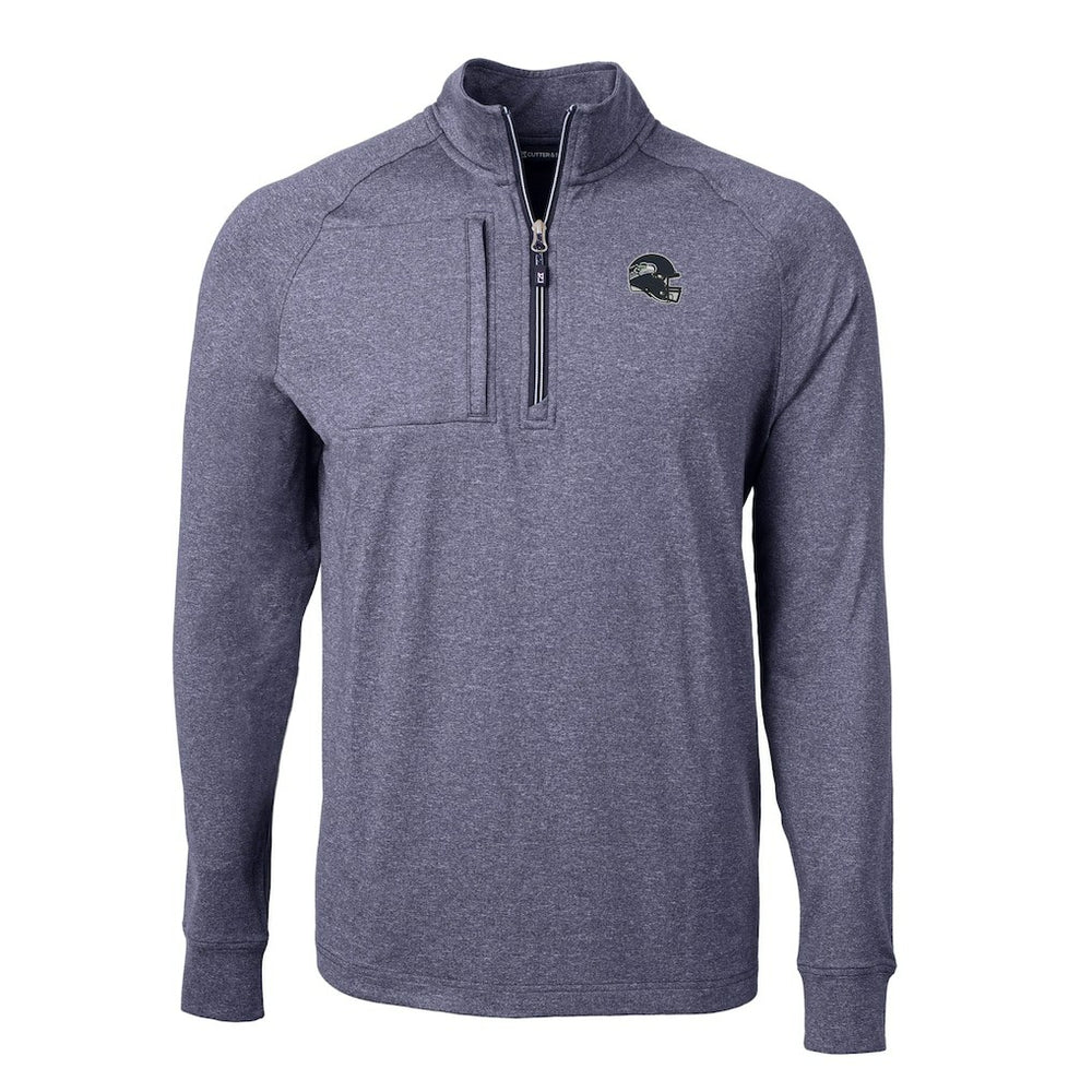 Seattle Seahawks Cutter & Buck Big & Tall Adapt Eco Raglan Quarter-Zip Jacket - Heather Navy - NFL