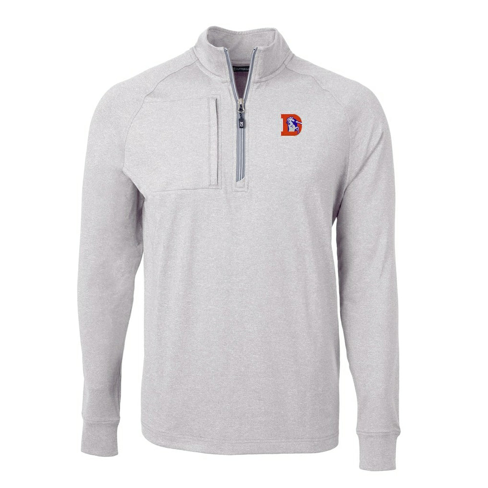 Denver Broncos Cutter & Buck Big & Tall Adapt Eco Raglan Quarter-Zip Jacket - Heather Gray - NFL