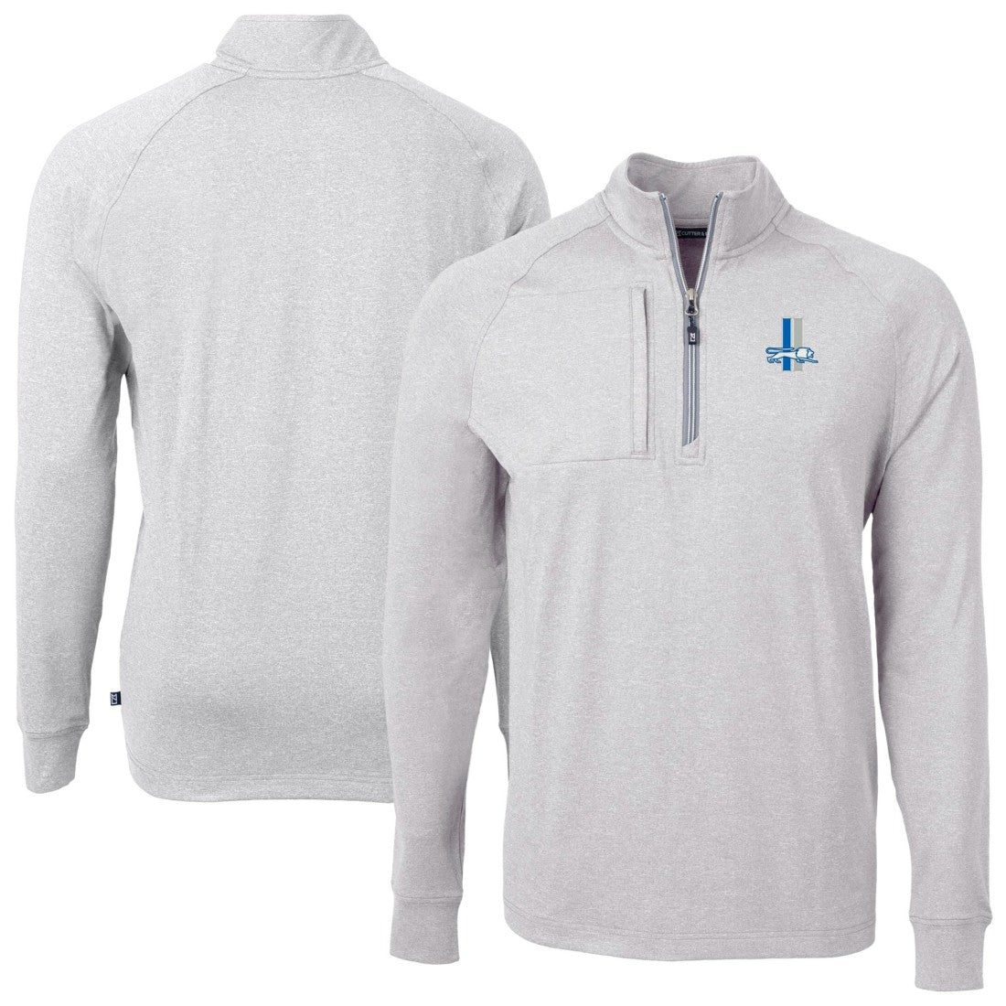 Detroit Lions Cutter & Buck Big & Tall Adapt Eco Raglan Quarter-Zip Jacket - Heather Gray - NFL