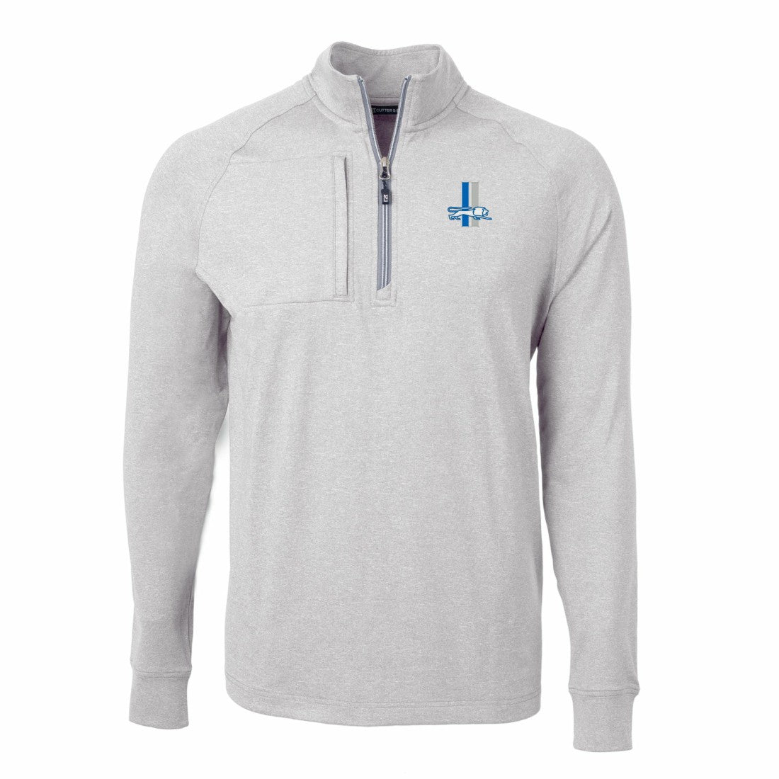 Detroit Lions Cutter & Buck Big & Tall Adapt Eco Raglan Quarter-Zip Jacket - Heather Gray - NFL