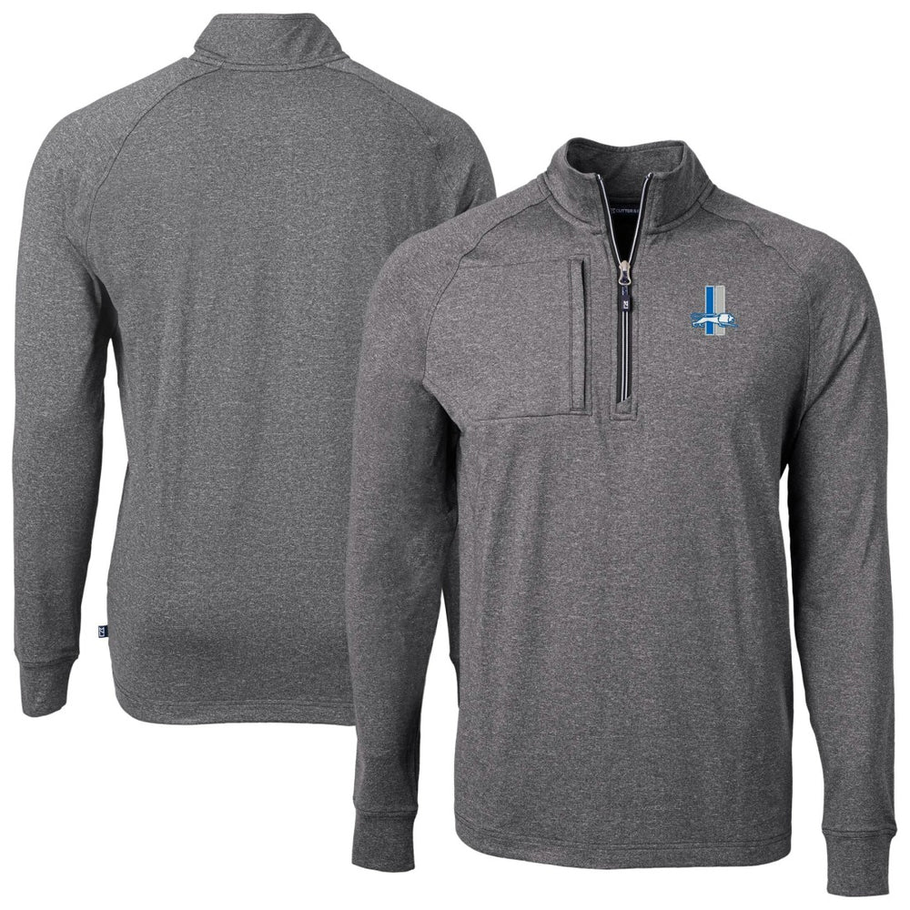 Detroit Lions Cutter & Buck Big & Tall Adapt Eco Raglan Quarter-Zip Jacket - Heather Black - NFL