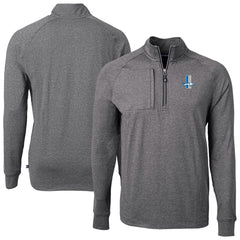 Detroit Lions Cutter & Buck Big & Tall Adapt Eco Raglan Quarter-Zip Jacket - Heather Black - NFL