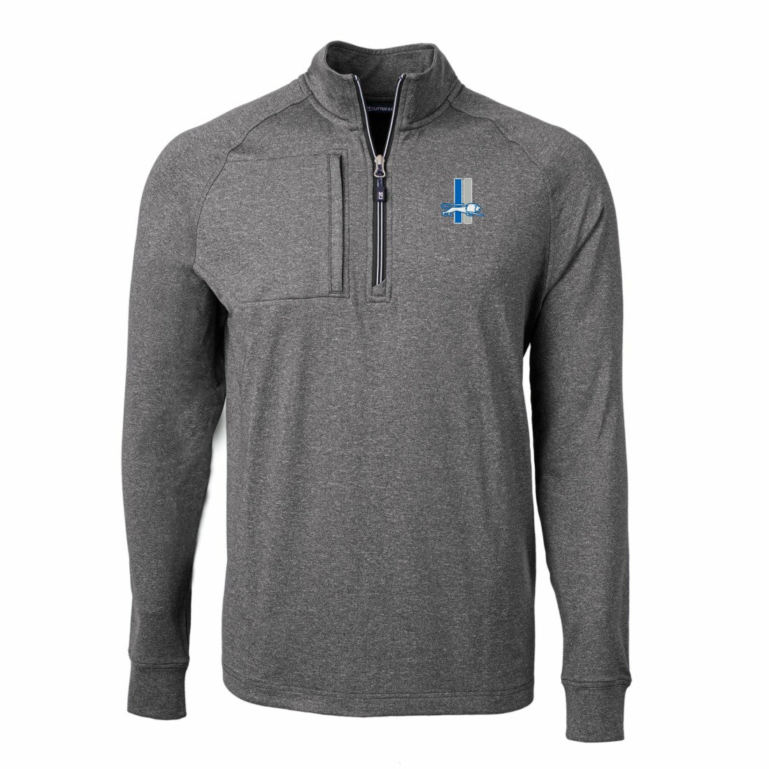Detroit Lions Cutter & Buck Big & Tall Adapt Eco Raglan Quarter-Zip Jacket - Heather Black - NFL