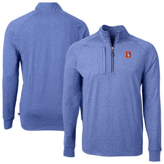 Denver Broncos Cutter & Buck Big & Tall Adapt Eco Raglan Quarter-Zip Jacket - Heather Royal - NFL