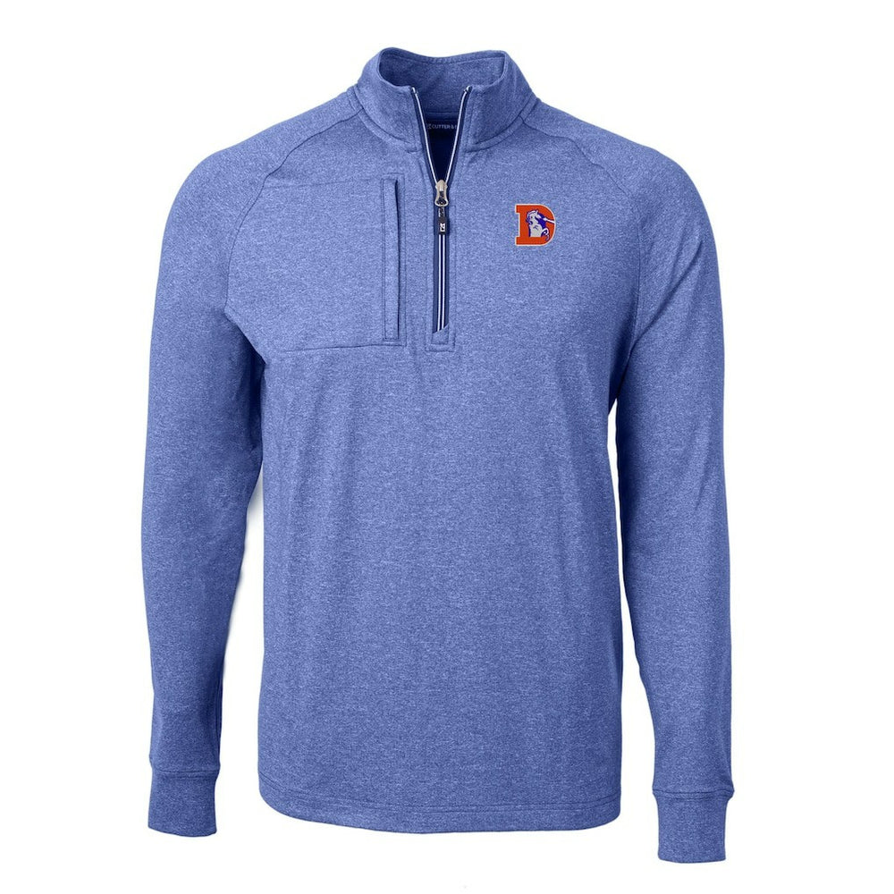 Denver Broncos Cutter & Buck Big & Tall Adapt Eco Raglan Quarter-Zip Jacket - Heather Royal - NFL