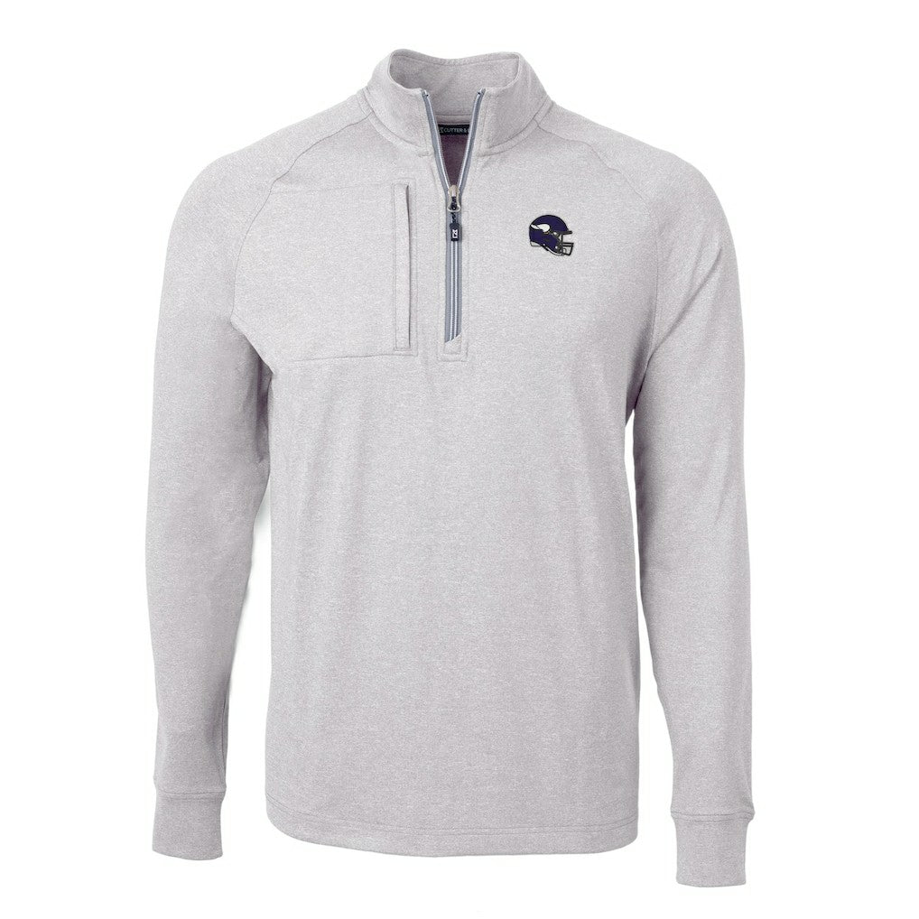 Minnesota Vikings Cutter & Buck Big & Tall Adapt Eco Raglan Quarter-Zip Jacket - Heather Gray - NFL