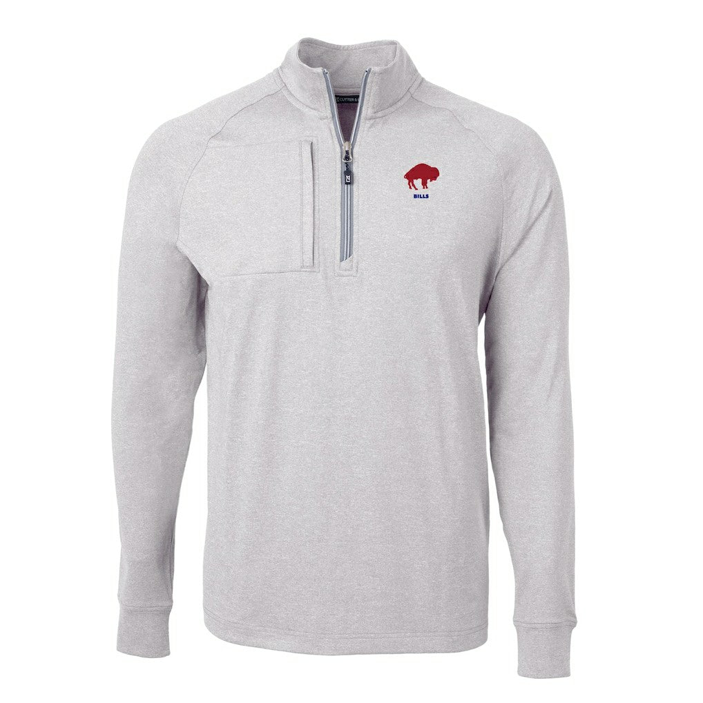 Buffalo Bills Cutter & Buck Big & Tall Adapt Eco Raglan Quarter-Zip Jacket - Heather Gray - NFL