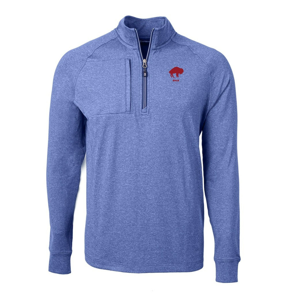 Buffalo Bills Cutter & Buck Big & Tall Adapt Eco Raglan Quarter-Zip Jacket - Heather Royal - NFL