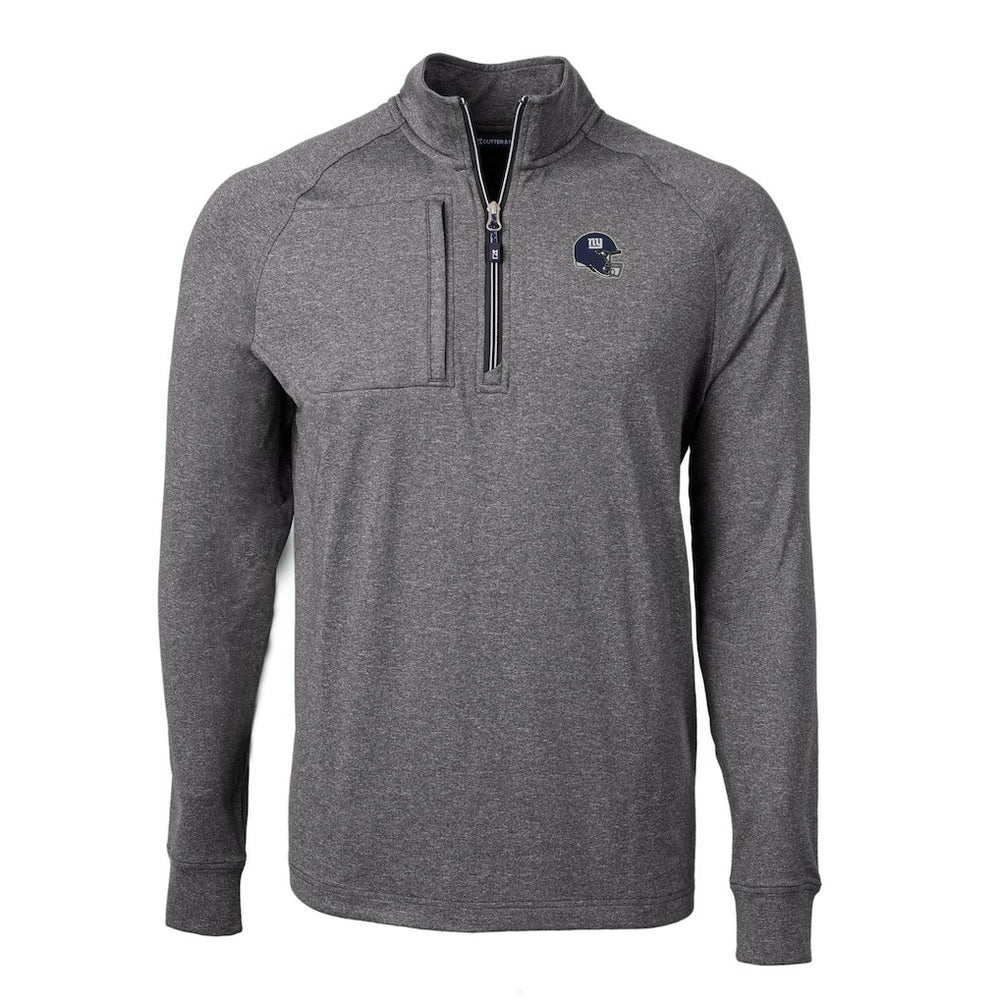 New York Giants Cutter & Buck Big & Tall Adapt Eco Raglan Quarter-Zip Jacket - Heather Black - NFL
