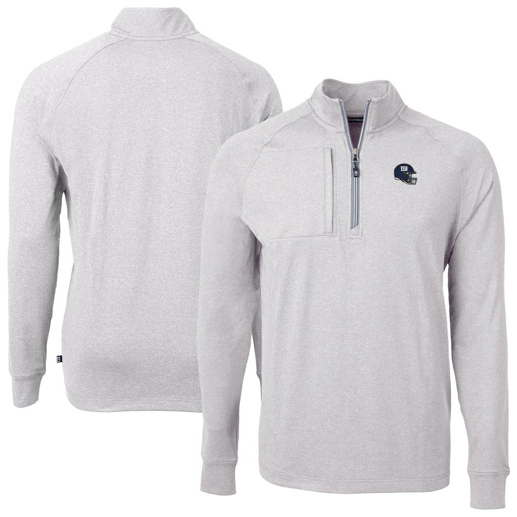 New York Giants Cutter & Buck Big & Tall Adapt Eco Raglan Quarter-Zip Jacket - Heather Gray - NFL