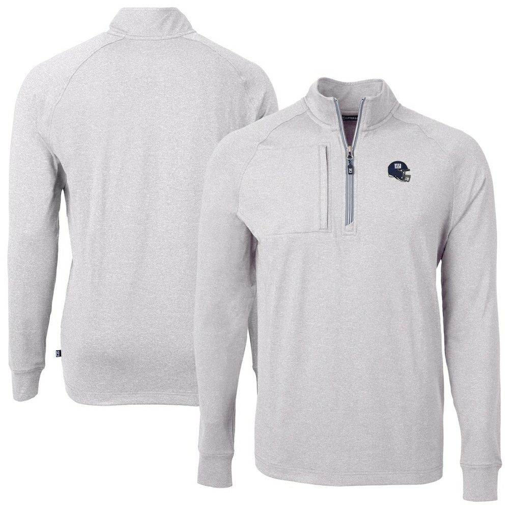 New York Giants Cutter & Buck Big & Tall Adapt Eco Raglan Quarter-Zip Jacket - Heather Gray - NFL