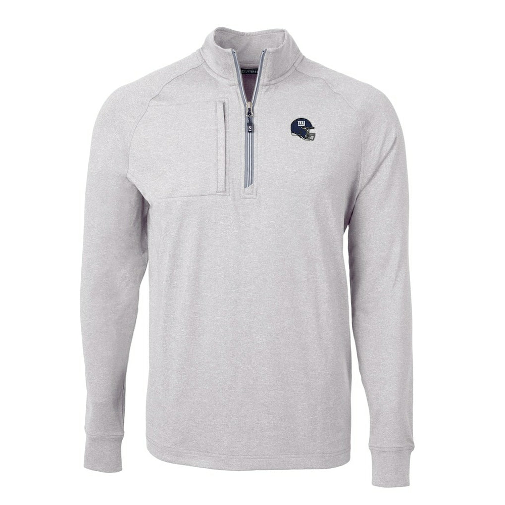 New York Giants Cutter & Buck Big & Tall Adapt Eco Raglan Quarter-Zip Jacket - Heather Gray - NFL