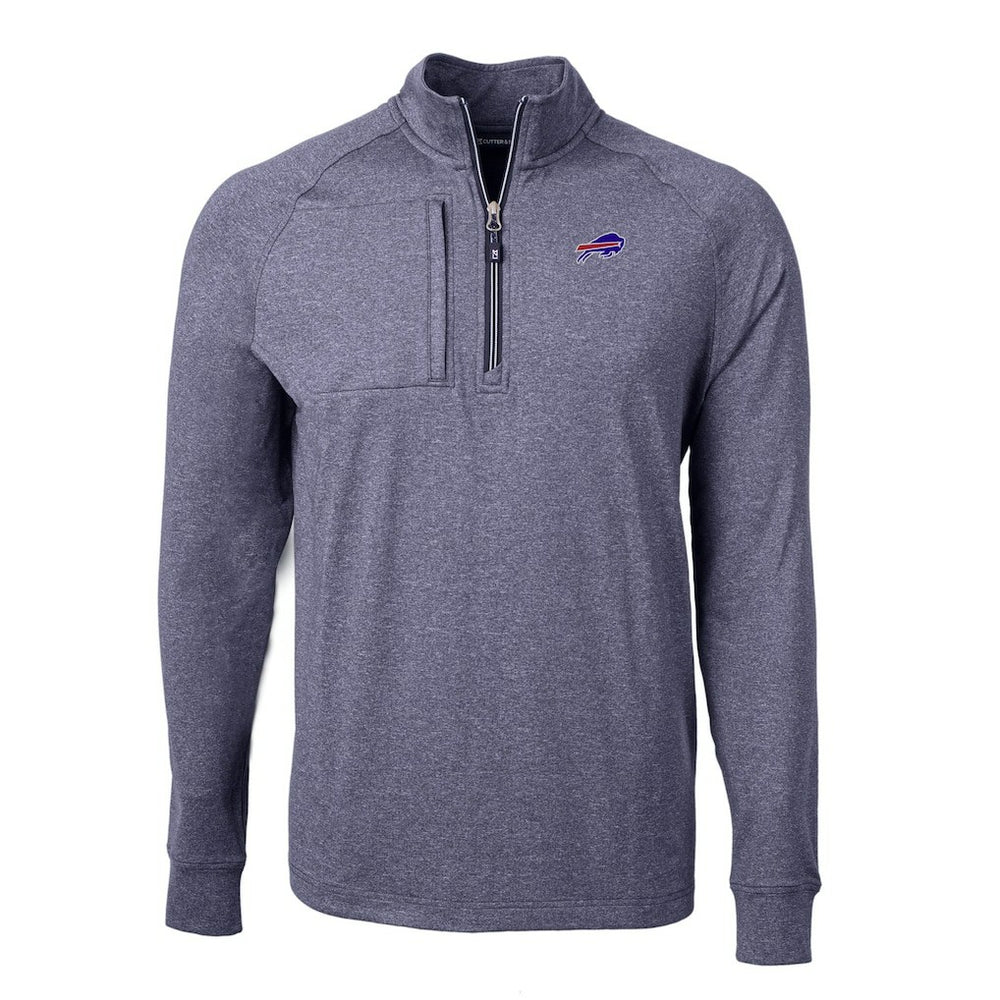 Buffalo Bills Cutter & Buck Big & Tall Adapt Eco Raglan Quarter-Zip Jacket - Heather Navy - NFL