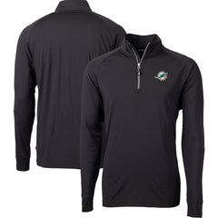 Miami Dolphins Cutter & Buck Big & Tall Adapt Eco DryTec Raglan Quarter-Zip Jacket - Black - NFL