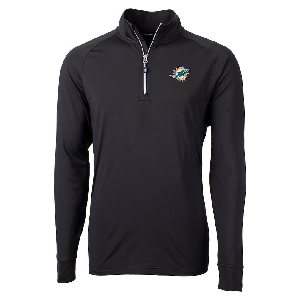Miami Dolphins Cutter & Buck Big & Tall Adapt Eco DryTec Raglan Quarter-Zip Jacket - Black - NFL