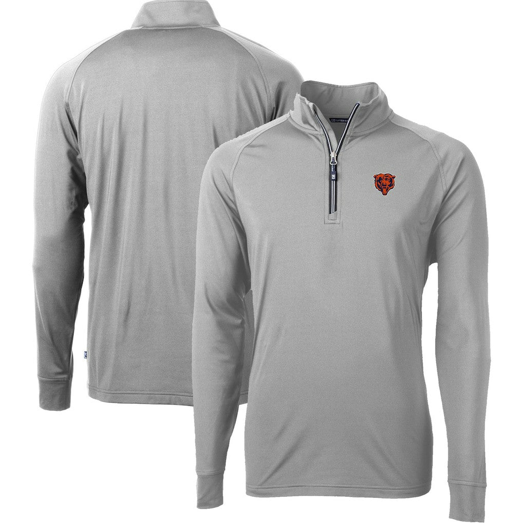 Chicago Bears Cutter & Buck Big & Tall Adapt Eco DryTec Raglan Quarter-Zip Jacket - Gray - NFL