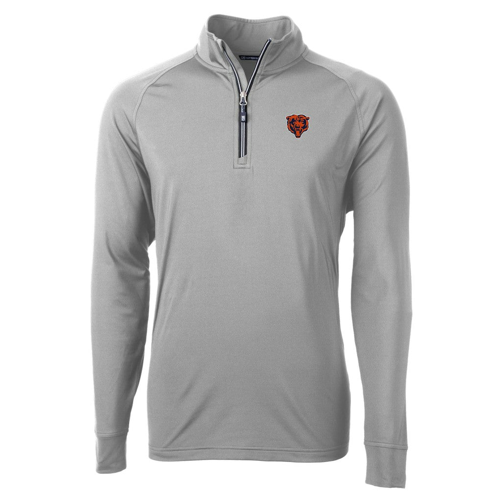 Chicago Bears Cutter & Buck Big & Tall Adapt Eco DryTec Raglan Quarter-Zip Jacket - Gray - NFL