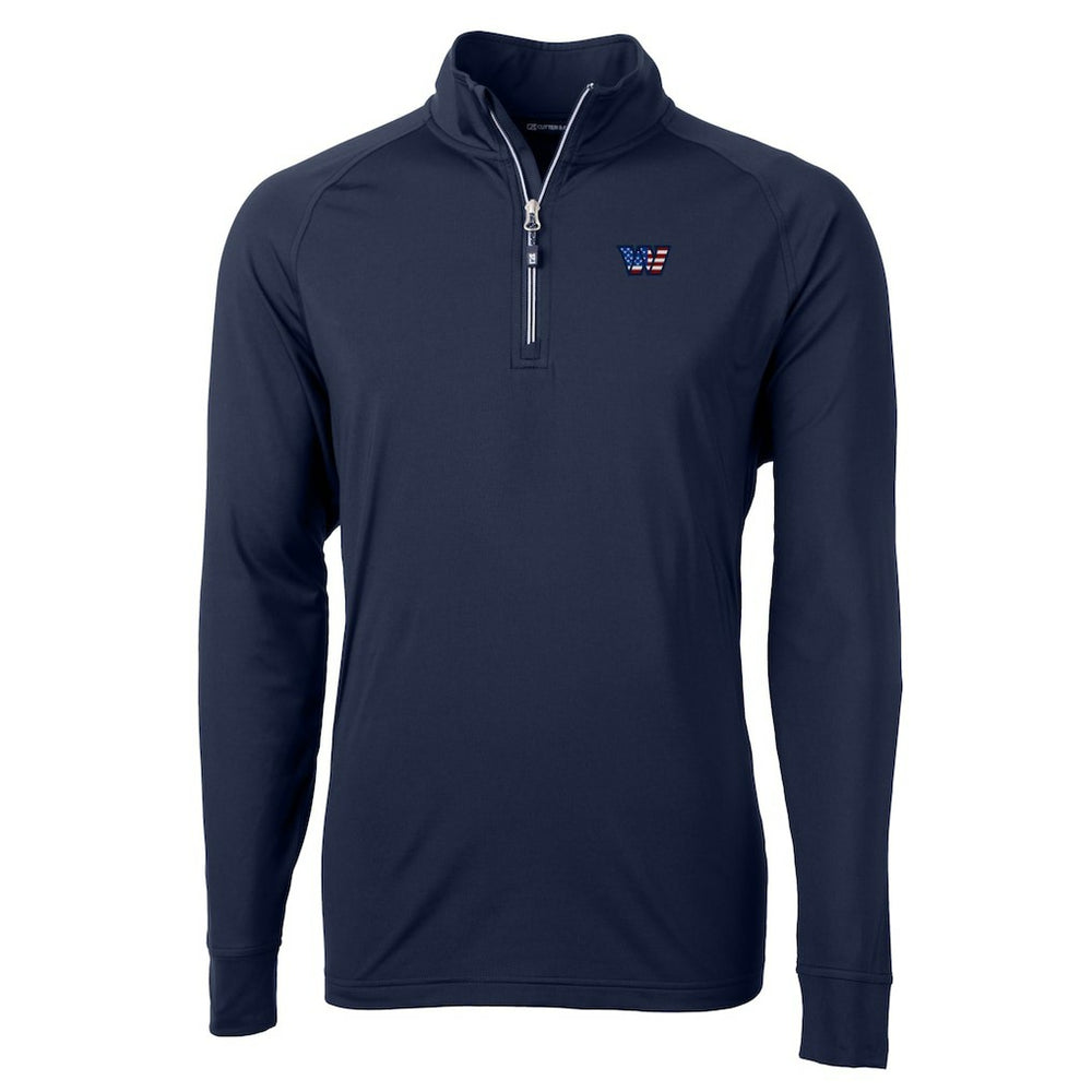 Washington Commanders Cutter & Buck Big & Tall Americana Adapt Eco DryTec Raglan Quarter-Zip Jacket - Navy - NFL