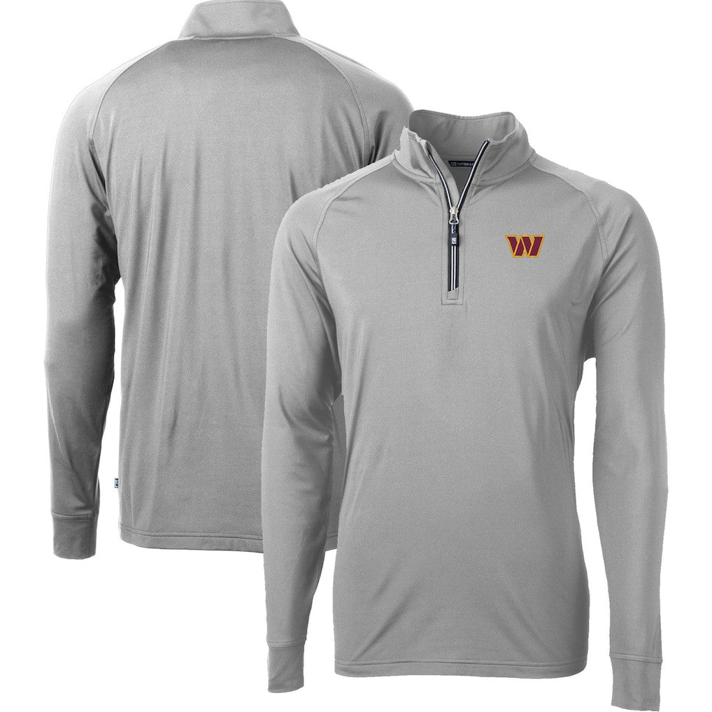 Washington Commanders Cutter & Buck Big & Tall Adapt Eco DryTec Raglan Quarter-Zip Jacket - Gray - NFL
