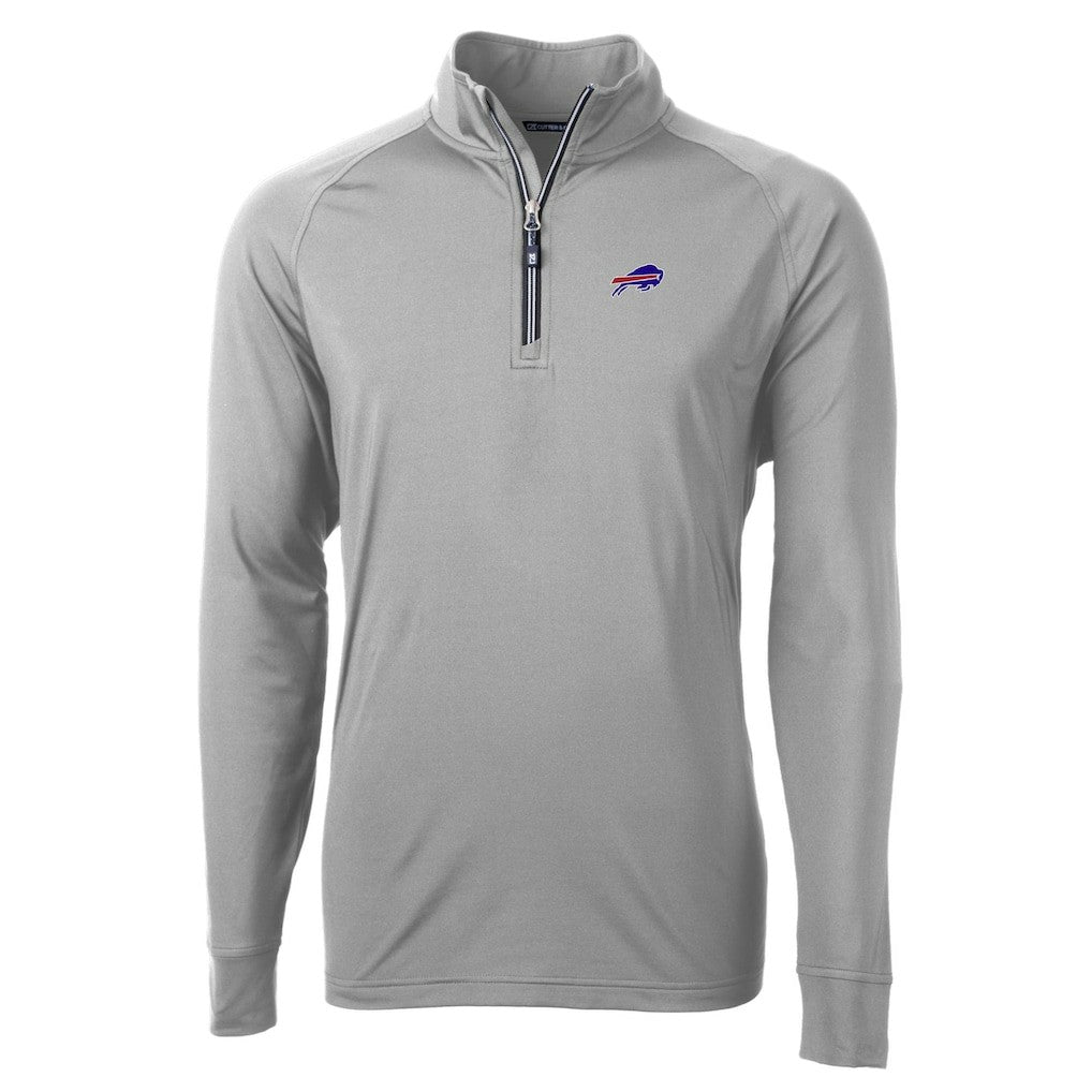 Buffalo Bills Cutter & Buck Big & Tall Adapt Eco DryTec Raglan Quarter-Zip Jacket - Gray - NFL