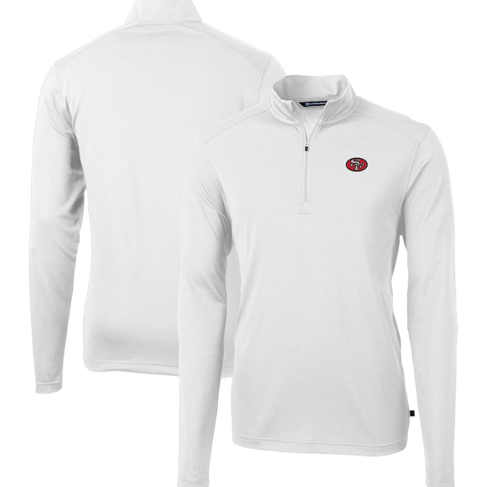 San Francisco 49ers Cutter & Buck Big & Tall Virtue Eco Pique Quarter-Zip Jacket - White - NFL