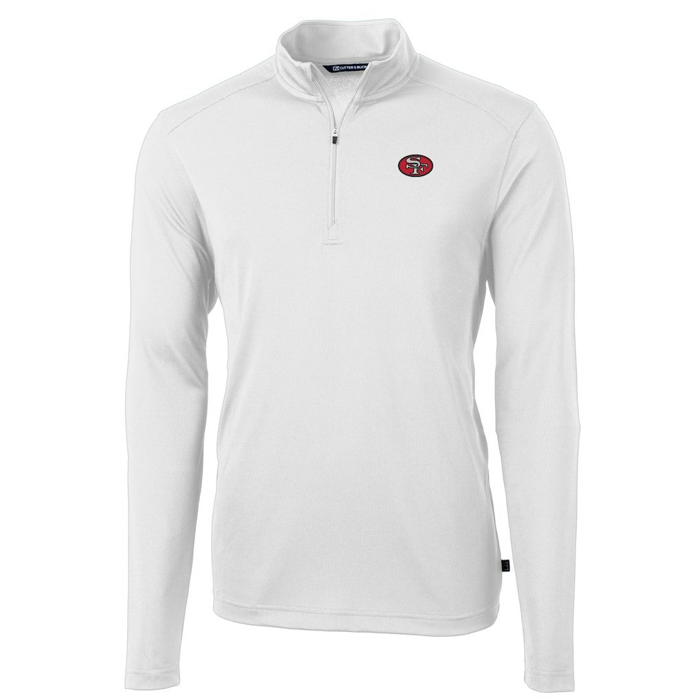 San Francisco 49ers Cutter & Buck Big & Tall Virtue Eco Pique Quarter-Zip Jacket - White - NFL