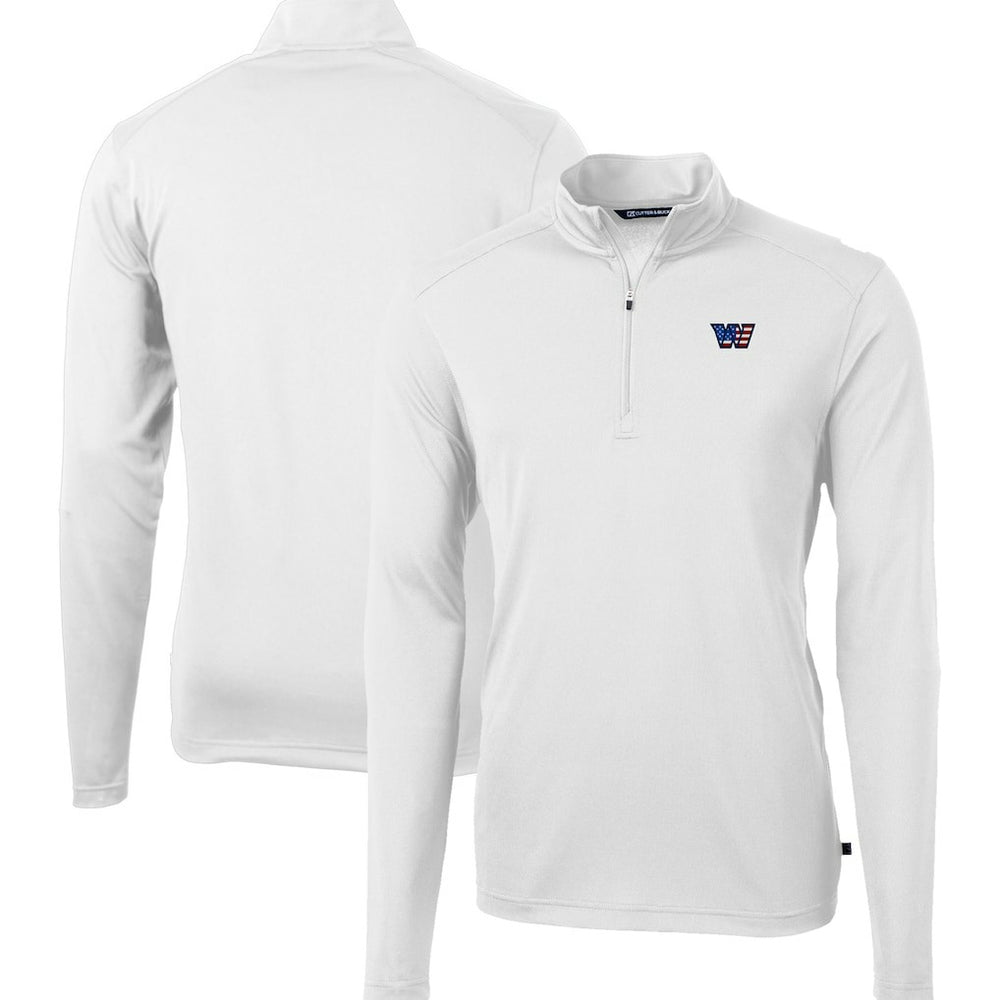 Washington Commanders Cutter & Buck Big & Tall Americana Virtue Eco Pique Quarter-Zip Jacket - White - NFL