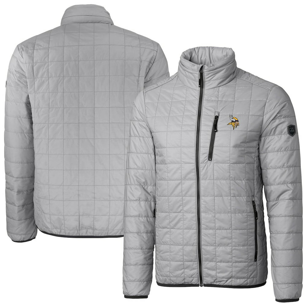 Minnesota Vikings Cutter & Buck Big & Tall Rainier PrimaLoft Eco Insulated Full-Zip Hoodie Puffer Jacket - Gray - NFL