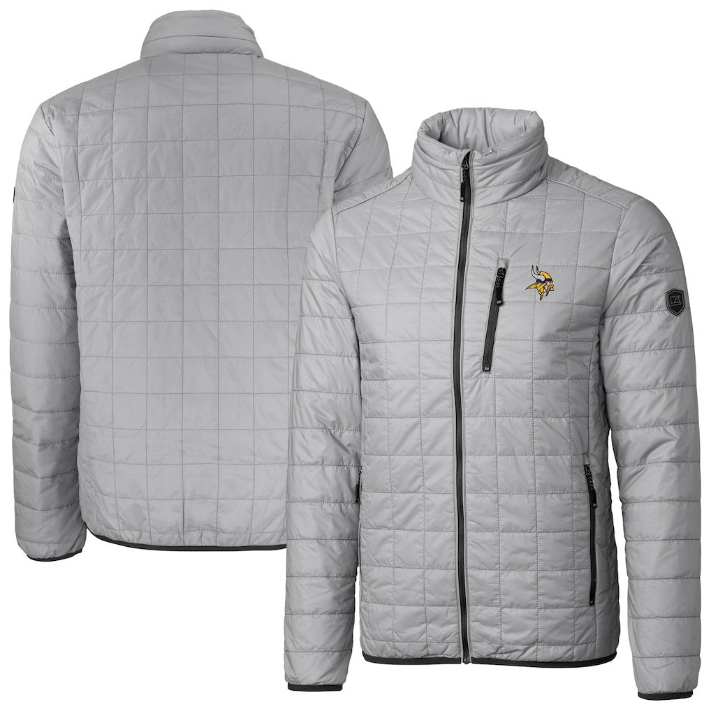 Minnesota Vikings Cutter & Buck Big & Tall Rainier PrimaLoft Eco Insulated Full-Zip Hoodie Puffer Jacket - Gray - NFL
