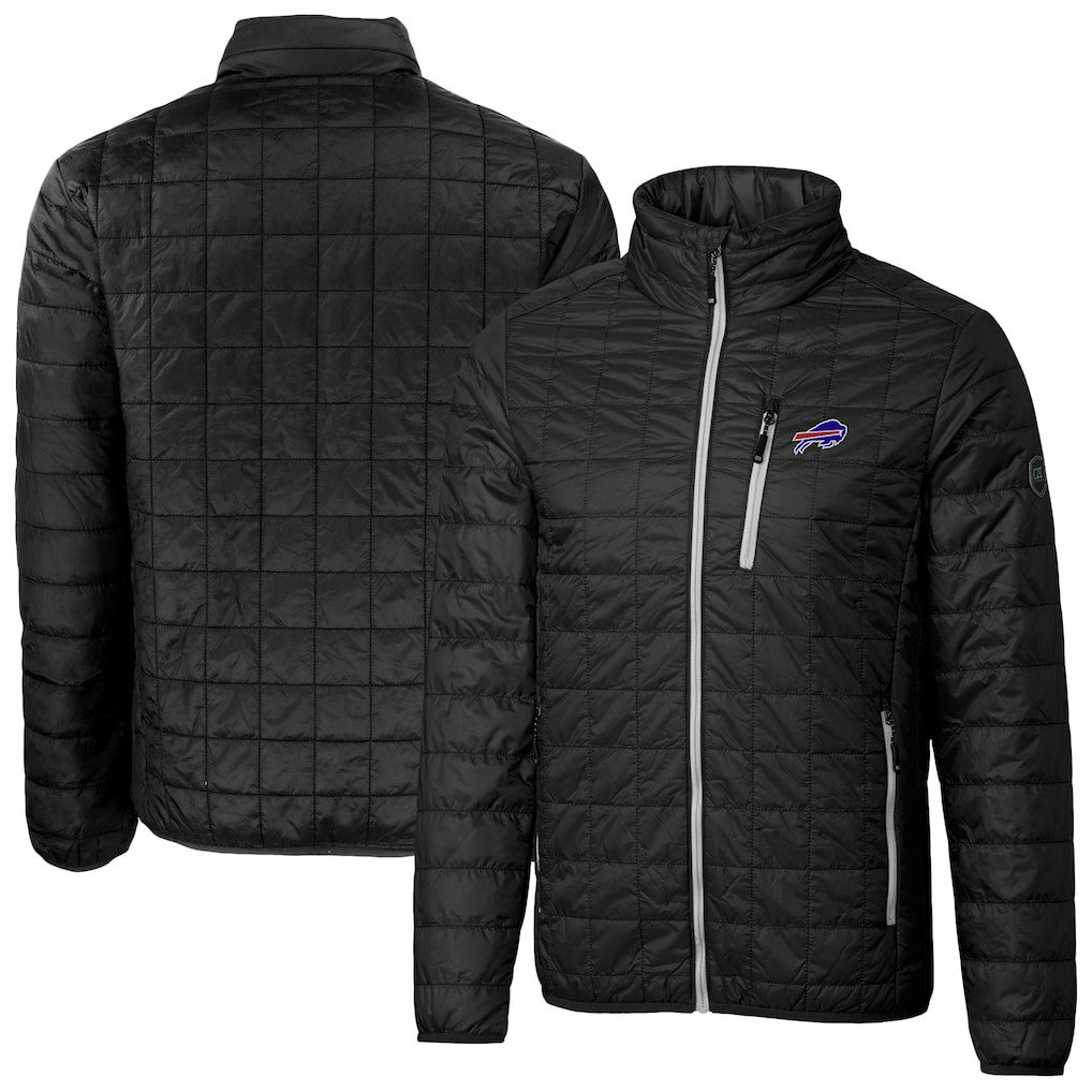 Buffalo Bills Cutter & Buck Big & Tall Rainier PrimaLoft Eco Insulated Full-Zip Hoodie Puffer Jacket - Black - NFL