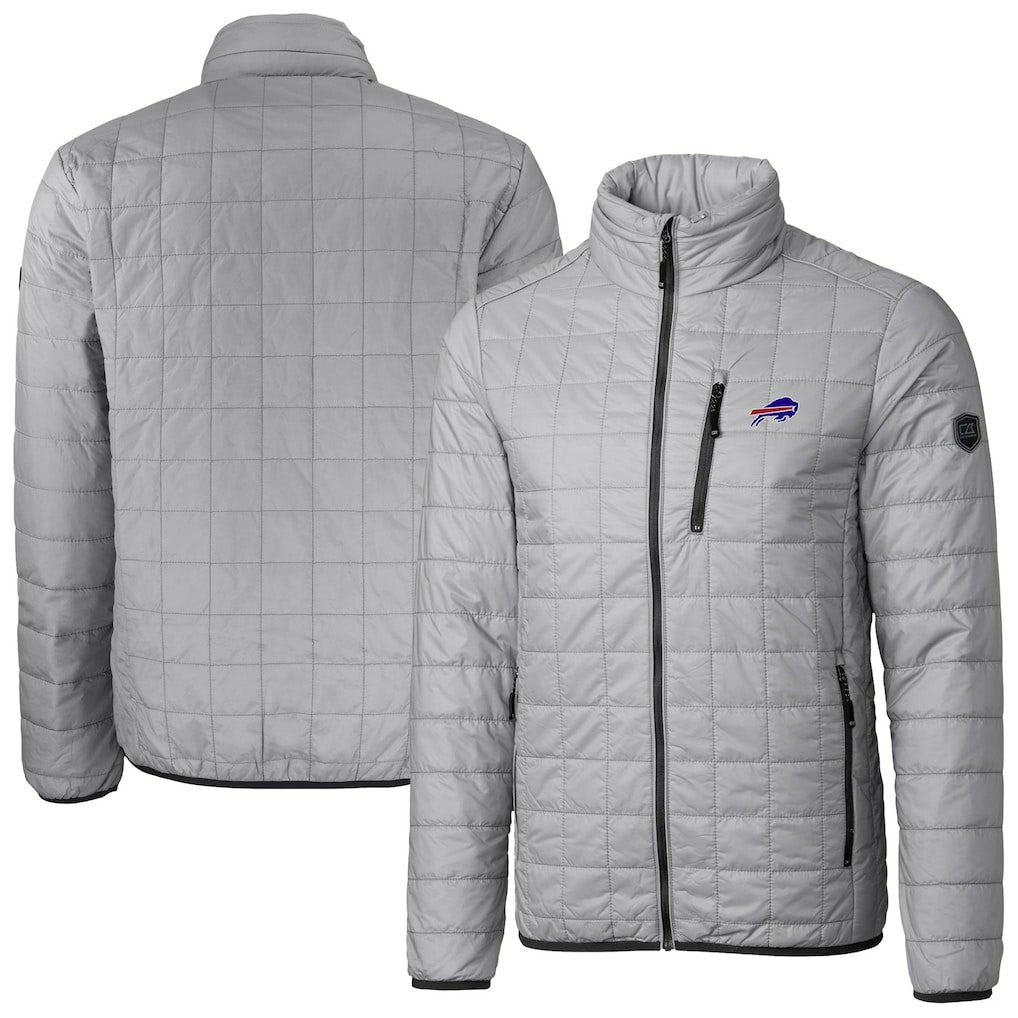 Buffalo Bills Cutter & Buck Big & Tall Rainier PrimaLoft Eco Insulated Full-Zip Hoodie Puffer Jacket - Gray - NFL