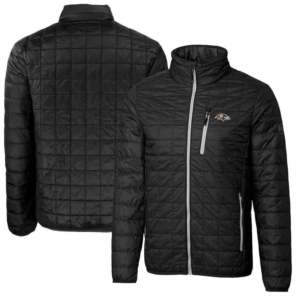 Baltimore Ravens Cutter & Buck Big & Tall Rainier PrimaLoft Eco Insulated Full-Zip Hoodie Puffer Jacket - Black - NFL