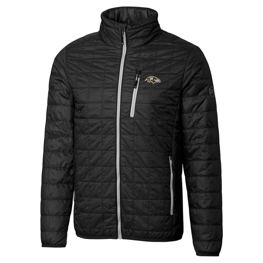 Baltimore Ravens Cutter & Buck Big & Tall Rainier PrimaLoft Eco Insulated Full-Zip Hoodie Puffer Jacket - Black - NFL
