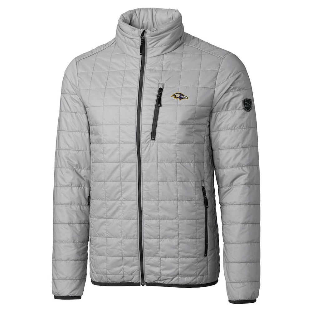 Baltimore Ravens Cutter & Buck Big & Tall Rainier PrimaLoft Eco Insulated Full-Zip Hoodie Puffer Jacket - Gray - NFL