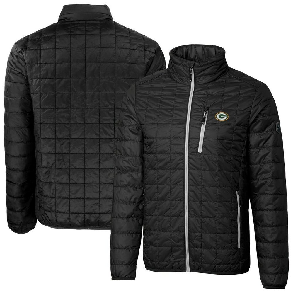 Green Bay Packers Cutter & Buck Big & Tall Rainier PrimaLoft Eco Insulated Full-Zip Hoodie Puffer Jacket - Black - NFL
