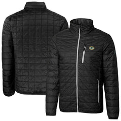 Green Bay Packers Cutter & Buck Big & Tall Rainier PrimaLoft Eco Insulated Full-Zip Hoodie Puffer Jacket - Black - NFL