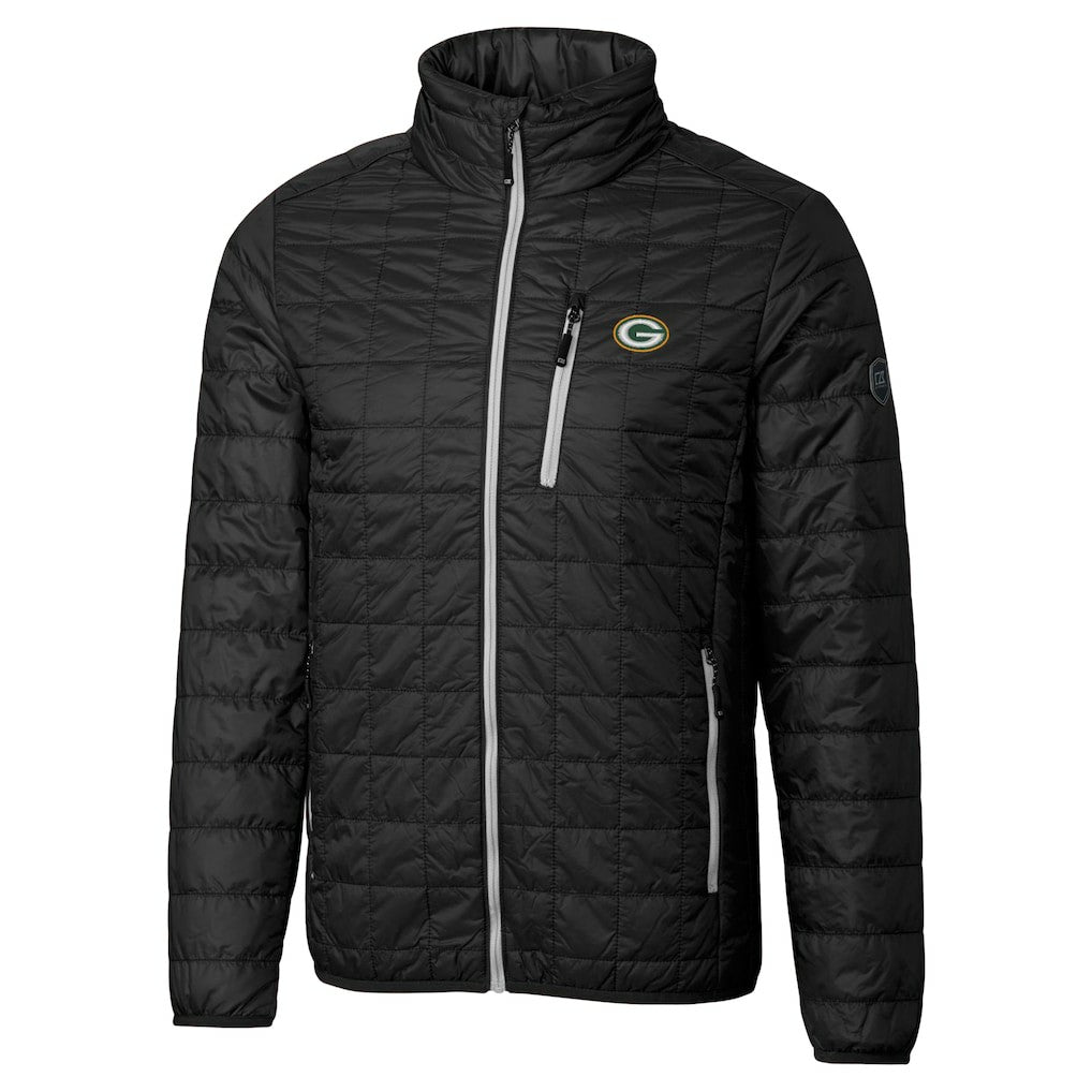Green Bay Packers Cutter & Buck Big & Tall Rainier PrimaLoft Eco Insulated Full-Zip Hoodie Puffer Jacket - Black - NFL