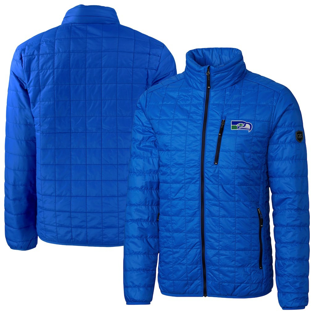 Seattle Seahawks Cutter & Buck Big & Tall Rainier PrimaLoft Eco Insulated Full-Zip Puffer Jacket - Royal - NFL
