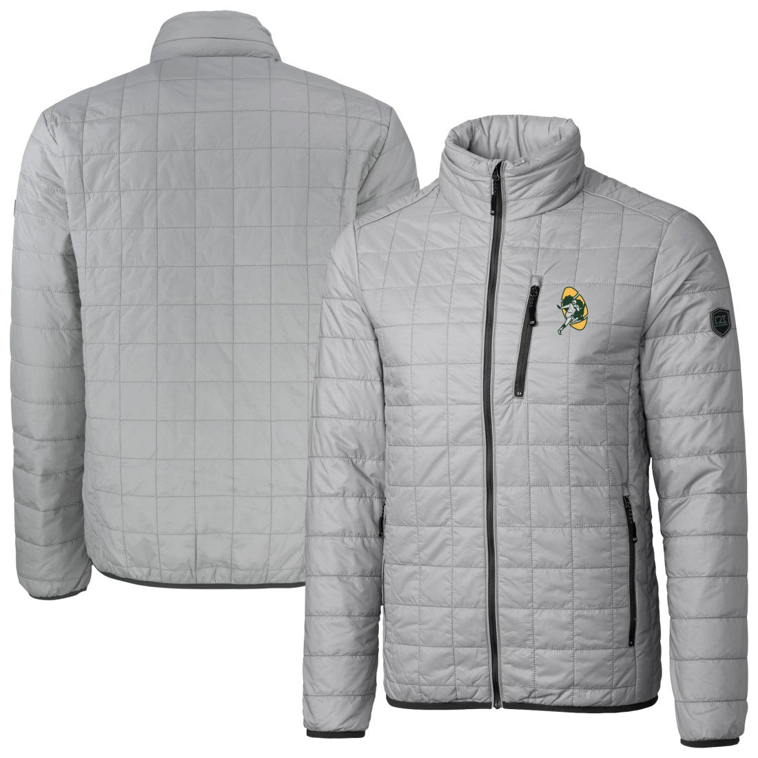 Green Bay Packers Cutter & Buck Big & Tall Rainier PrimaLoft Eco Insulated Full-Zip Puffer Jacket - Gray - NFL