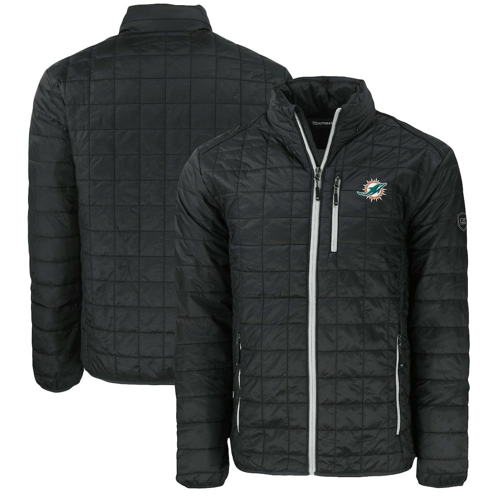 Miami Dolphins Cutter & Buck Big & Tall Rainier PrimaLoft Eco Insulated Full-Zip Puffer Jacket - Black - NFL